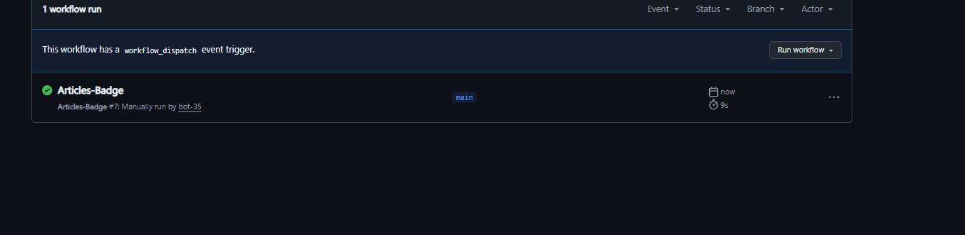 Screen de GitHub Actions et du workflow réussi.